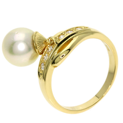 MIKIMOTO Pearl Pearl Diamond Ring K18 Yellow Gold Ladies [Used]