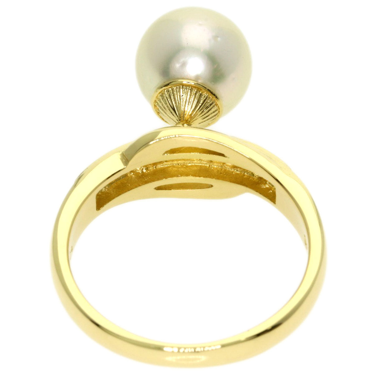 MIKIMOTO Pearl Pearl Diamond Ring K18 Yellow Gold Ladies [Used]