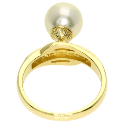 MIKIMOTO Pearl Pearl Diamond Ring K18 Yellow Gold Ladies [Used]