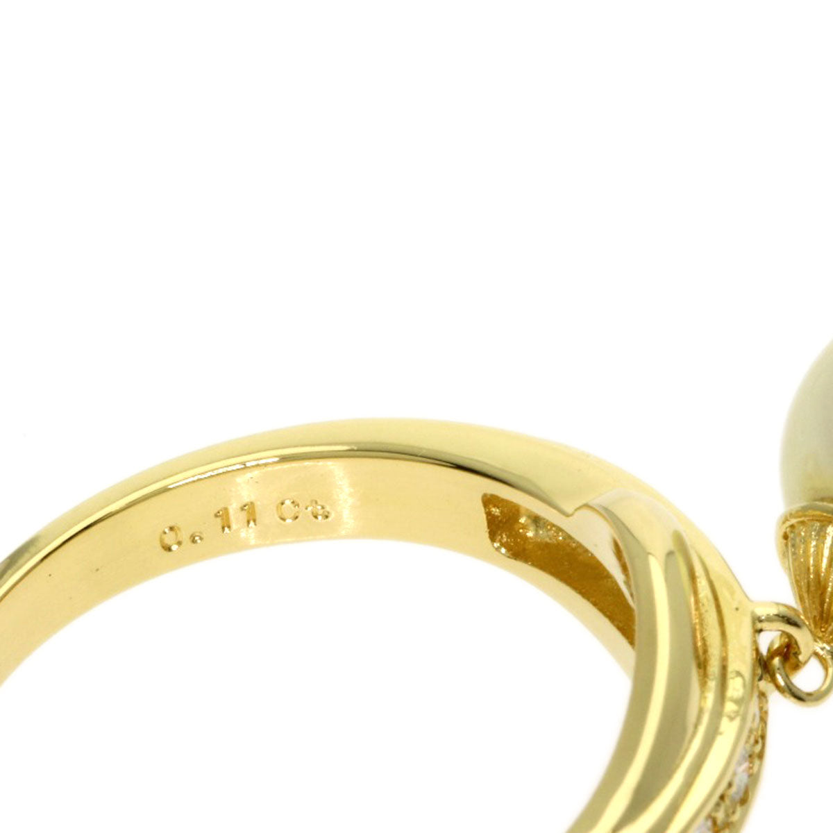 MIKIMOTO Pearl Pearl Diamond Ring K18 Yellow Gold Ladies [Used]