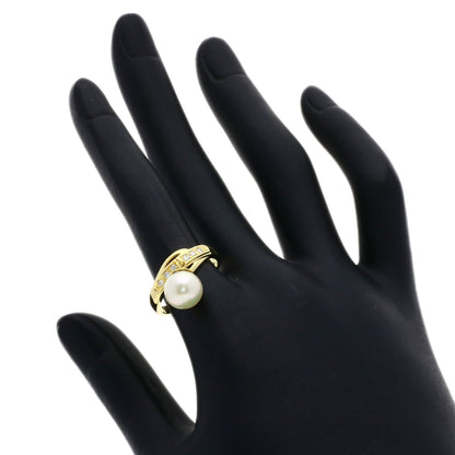 MIKIMOTO Pearl Pearl Diamond Ring K18 Yellow Gold Ladies [Used]