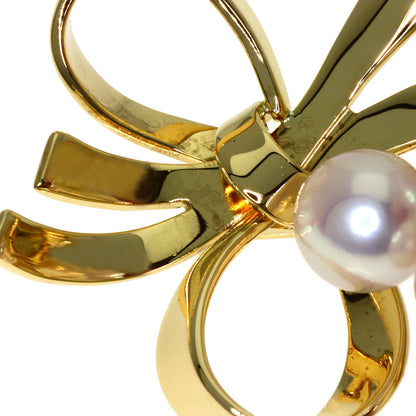 MIKIMOTO Pearl Pearl Ribbon Brooch K18 Yellow Gold Ladies [Used]