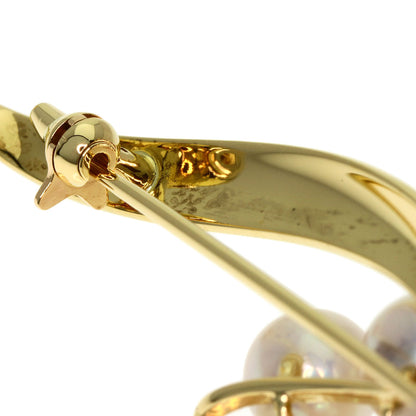 MIKIMOTO Pearl Pearl Ribbon Brooch K18 Yellow Gold Ladies [Used]