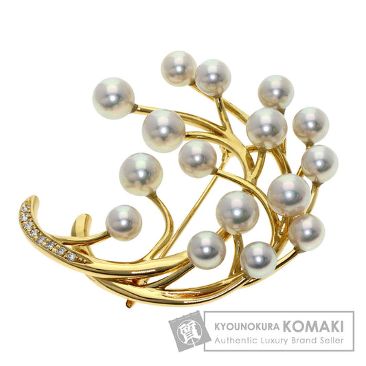 TASAKI Akoya Pearl Pearl Diamond Brooch K18 Yellow Gold Ladies [Used]