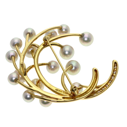 TASAKI Akoya Pearl Pearl Diamond Brooch K18 Yellow Gold Ladies [Used]