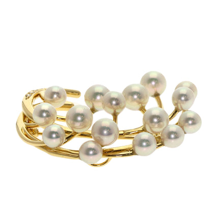 TASAKI Akoya Pearl Pearl Diamond Brooch K18 Yellow Gold Ladies [Used]