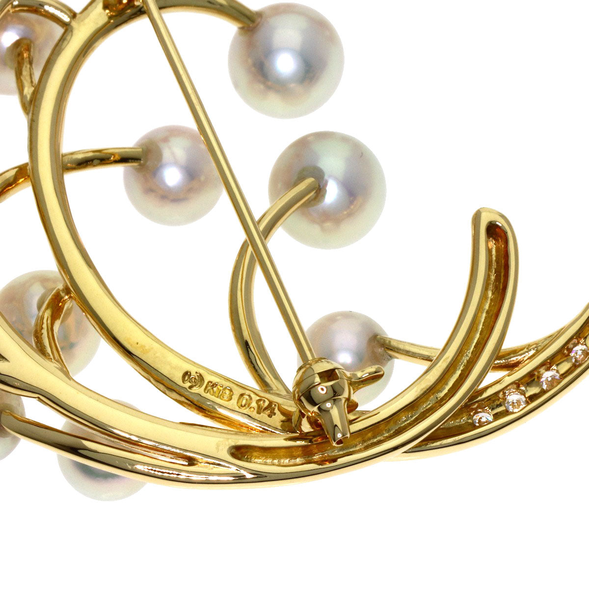 TASAKI Akoya Pearl Pearl Diamond Brooch K18 Yellow Gold Ladies [Used]