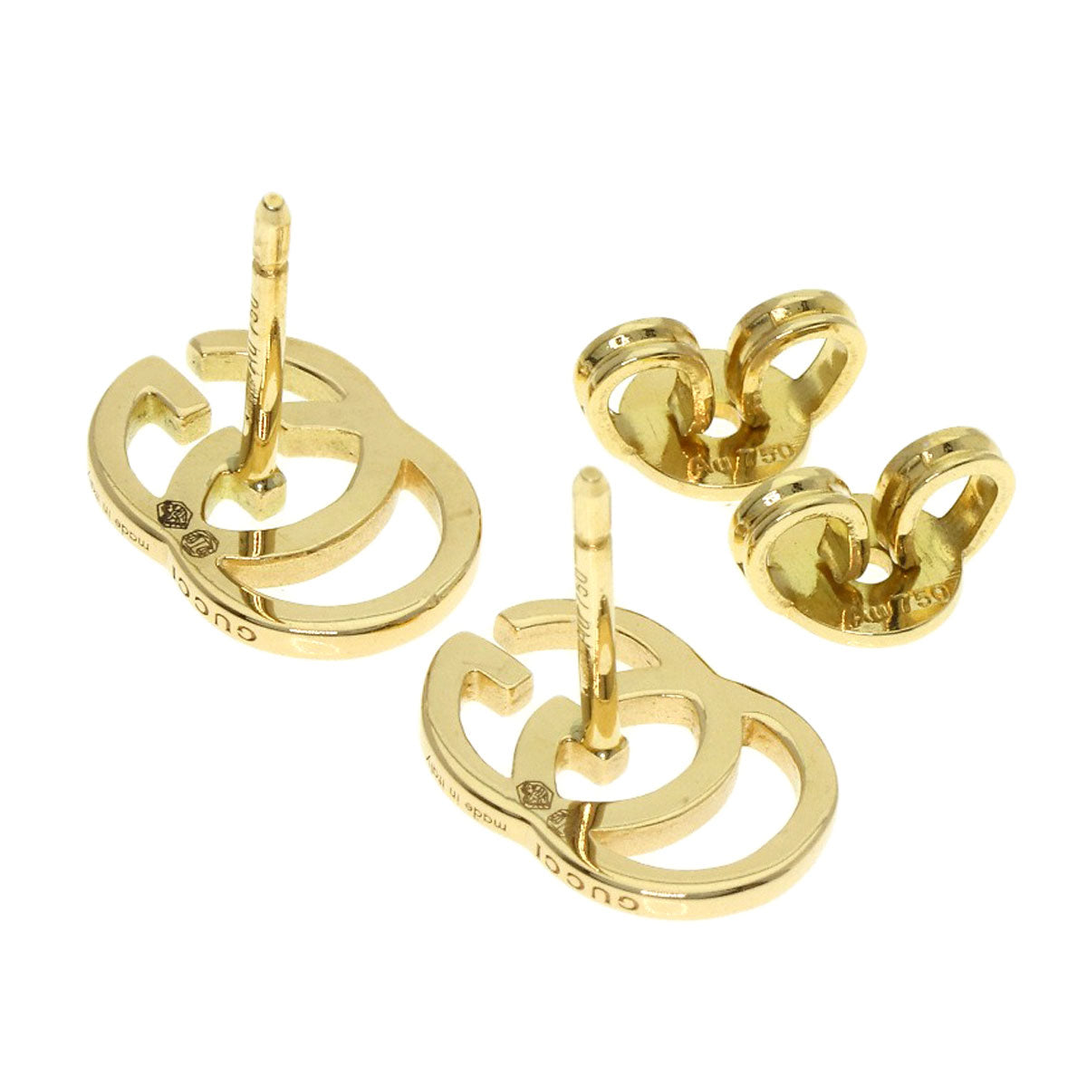 GUCCI GG Running Studs earring K18 Yellow Gold Ladies [Used]