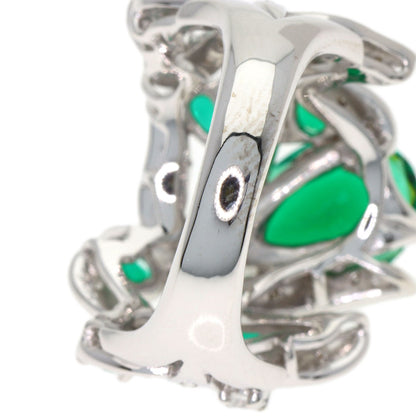 3.32ct Synthetic Emerald Diamond Ring K18 White Gold 11.2g　Ladies