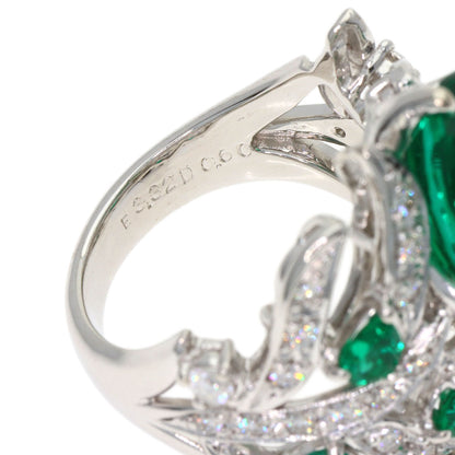 3.32ct Synthetic Emerald Diamond Ring K18 White Gold 11.2g　Ladies