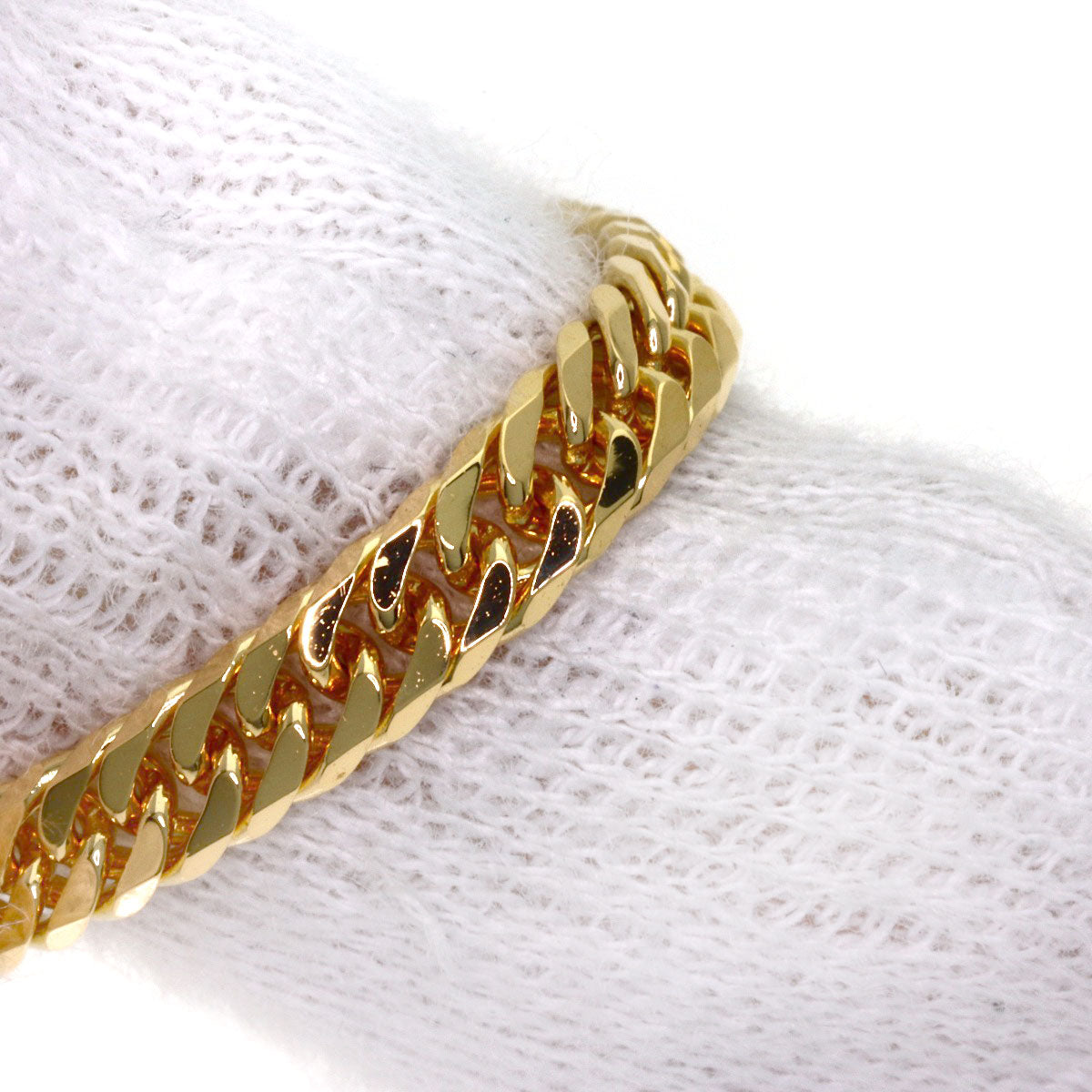 Curb chain Kihei W6 side Necklace K18 Yellow Gold 20g　Ladies