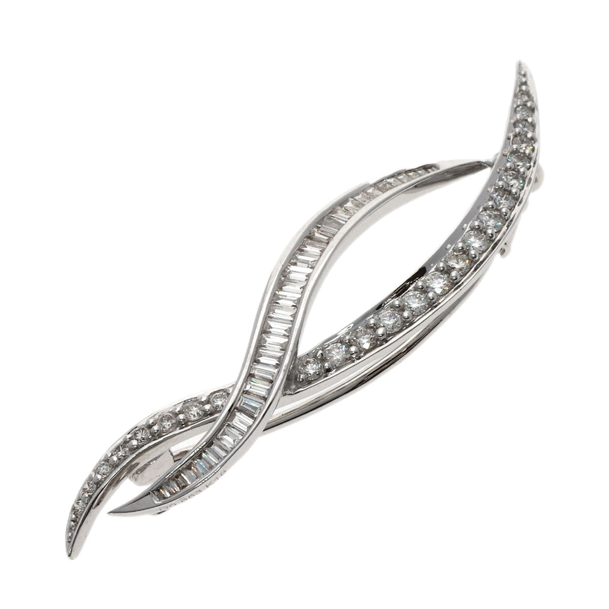 0.653ct Diamond Brooch K18 White Gold 3.1g　Ladies