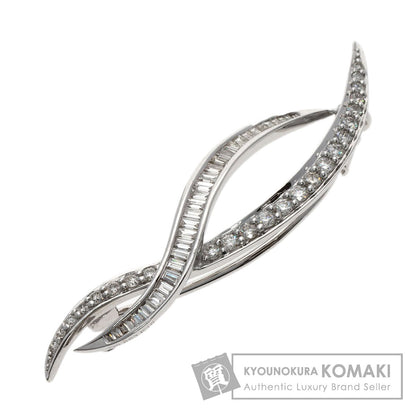 0.653ct Diamond Brooch K18 White Gold 3.1g　Ladies