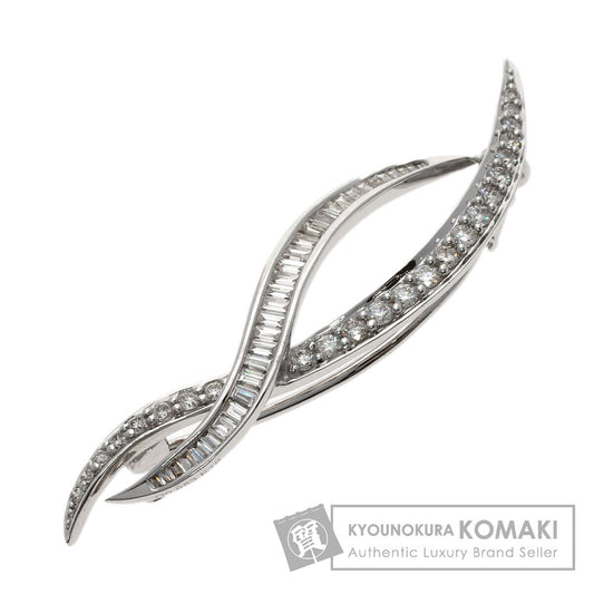 0.653ct Diamond Brooch K18 White Gold 3.1g　Ladies