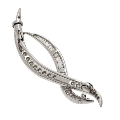 0.653ct Diamond Brooch K18 White Gold 3.1g　Ladies