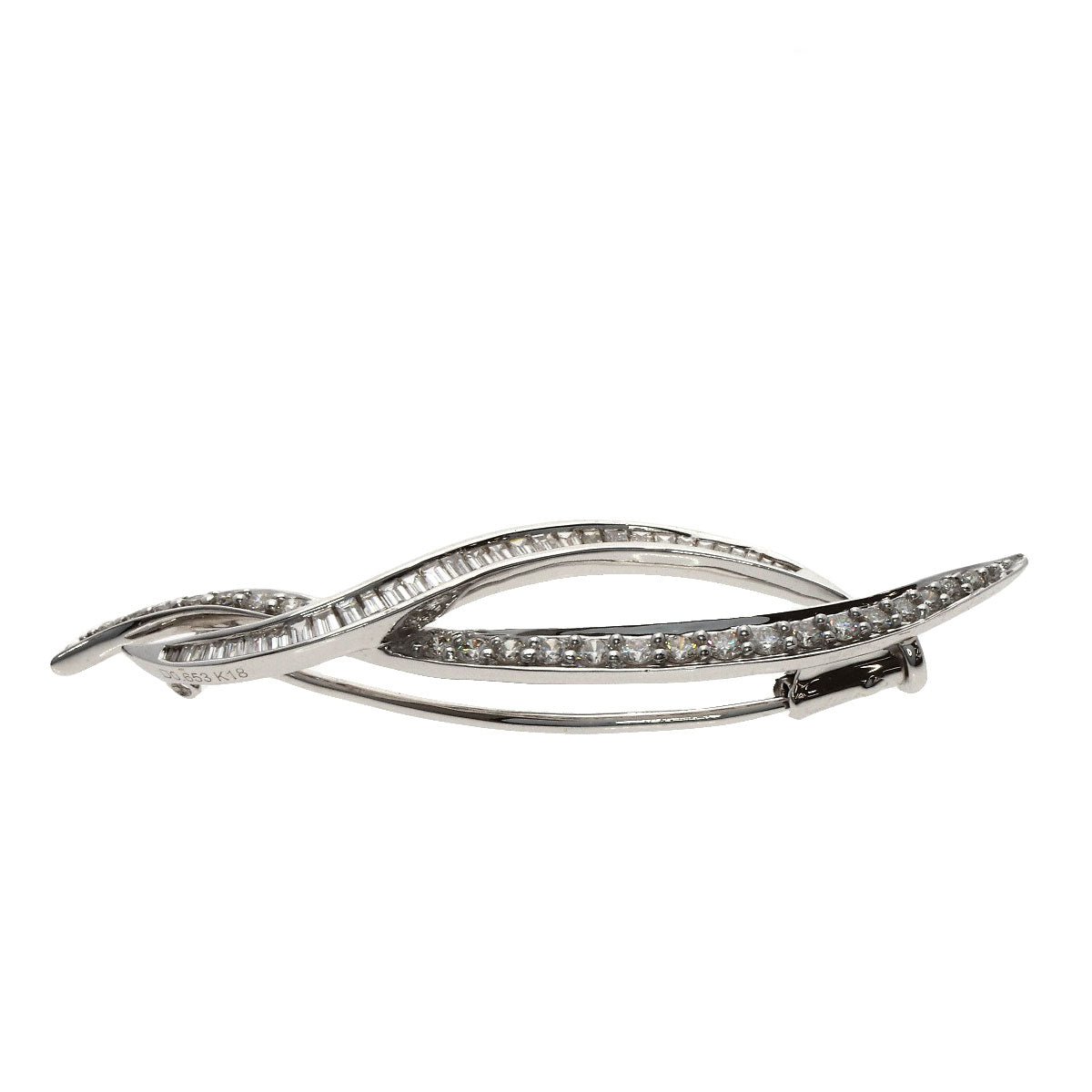 0.653ct Diamond Brooch K18 White Gold 3.1g　Ladies