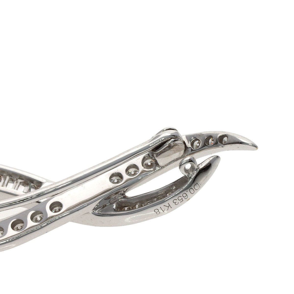 0.653ct Diamond Brooch K18 White Gold 3.1g　Ladies