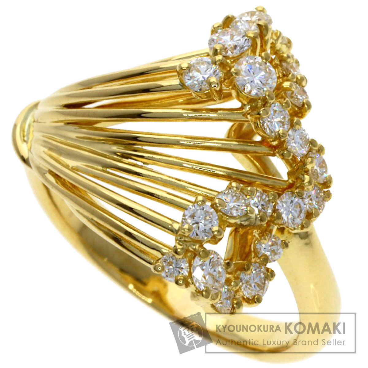 Queen Diamond Ring K18 Yellow Gold Ladies [Used]