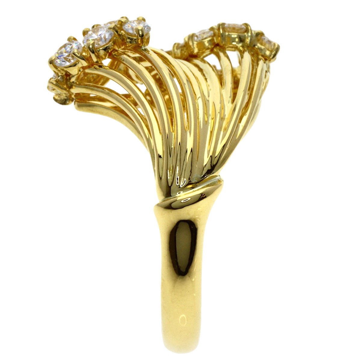 Queen Diamond Ring K18 Yellow Gold Ladies [Used]
