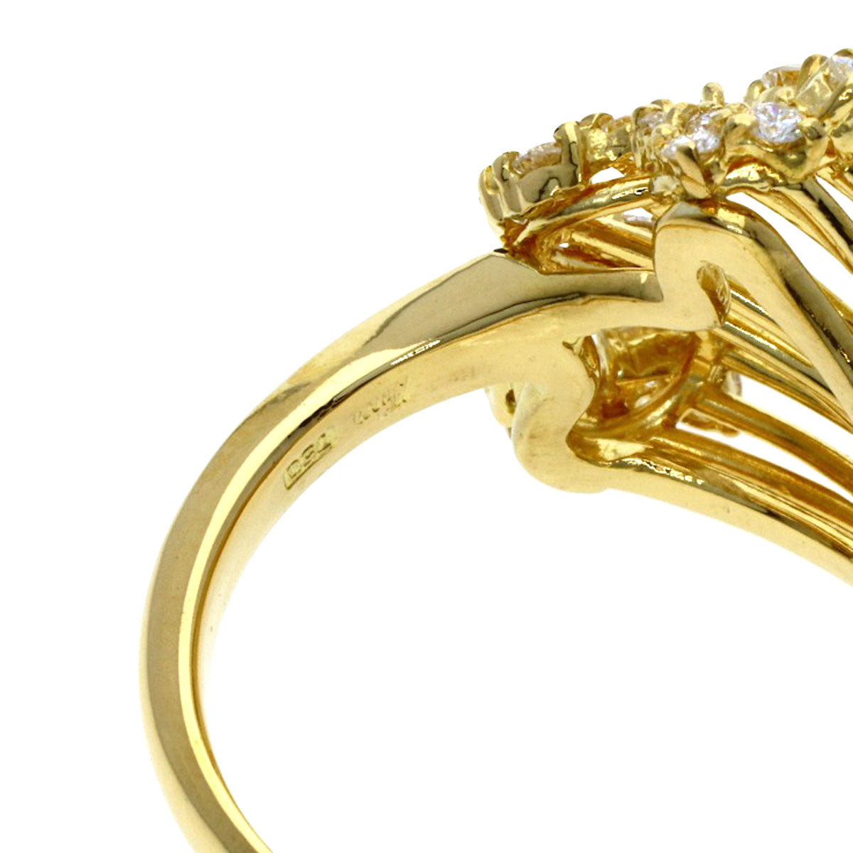 Queen Diamond Ring K18 Yellow Gold Ladies [Used]