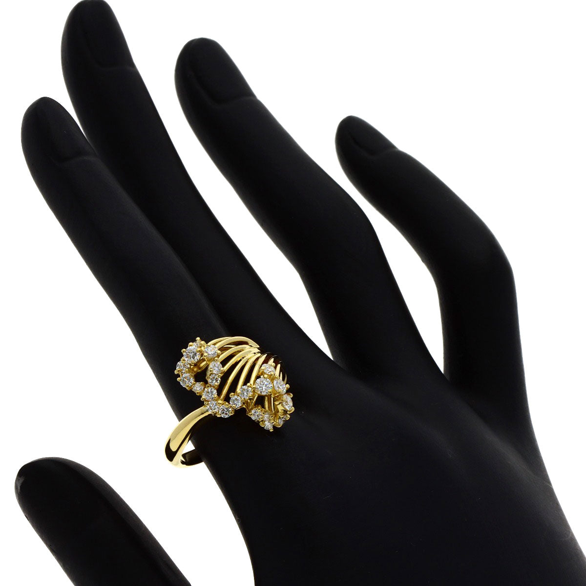 Queen Diamond Ring K18 Yellow Gold Ladies [Used]