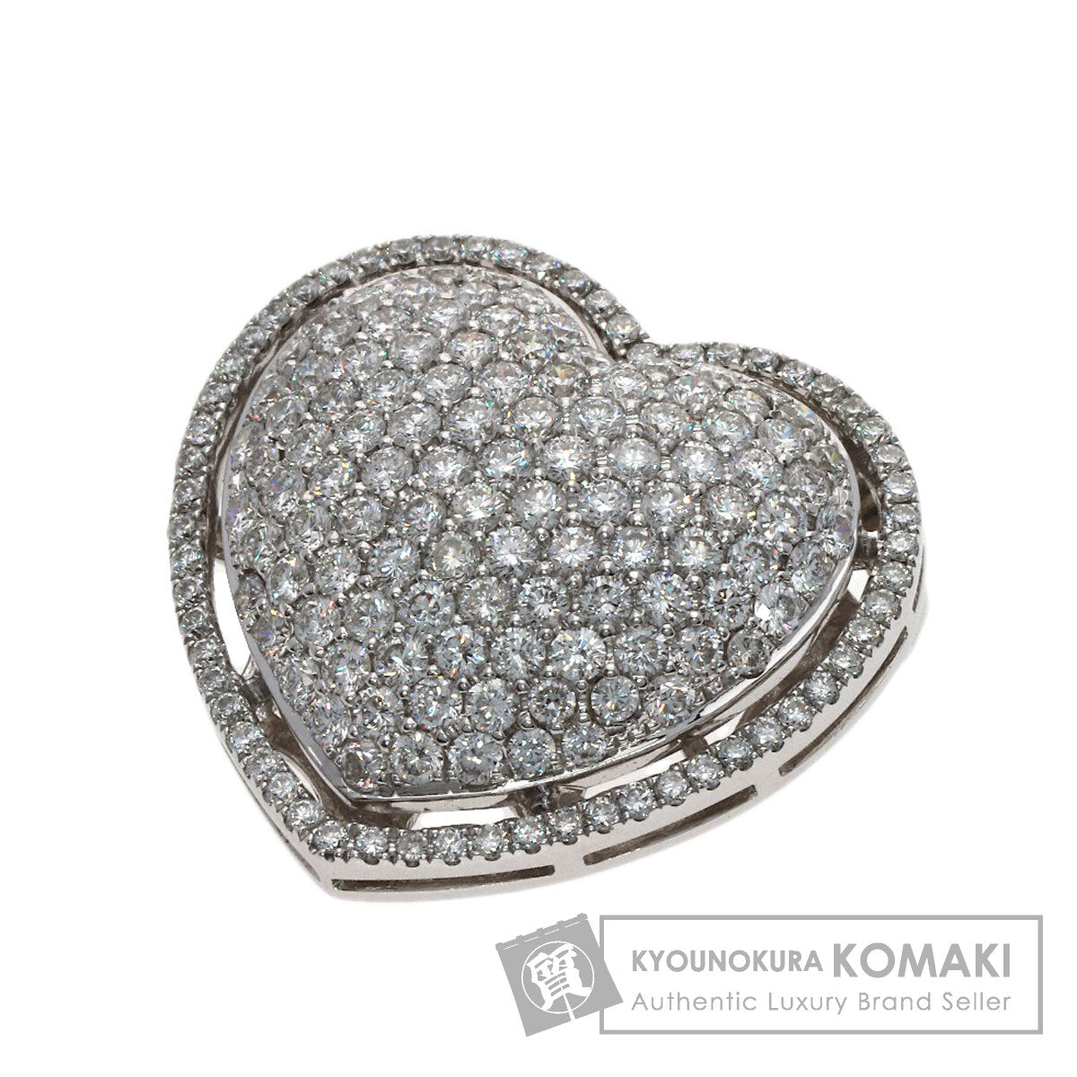 Queen Heart motif Diamond Pendant top K18 White Gold Ladies [Used]