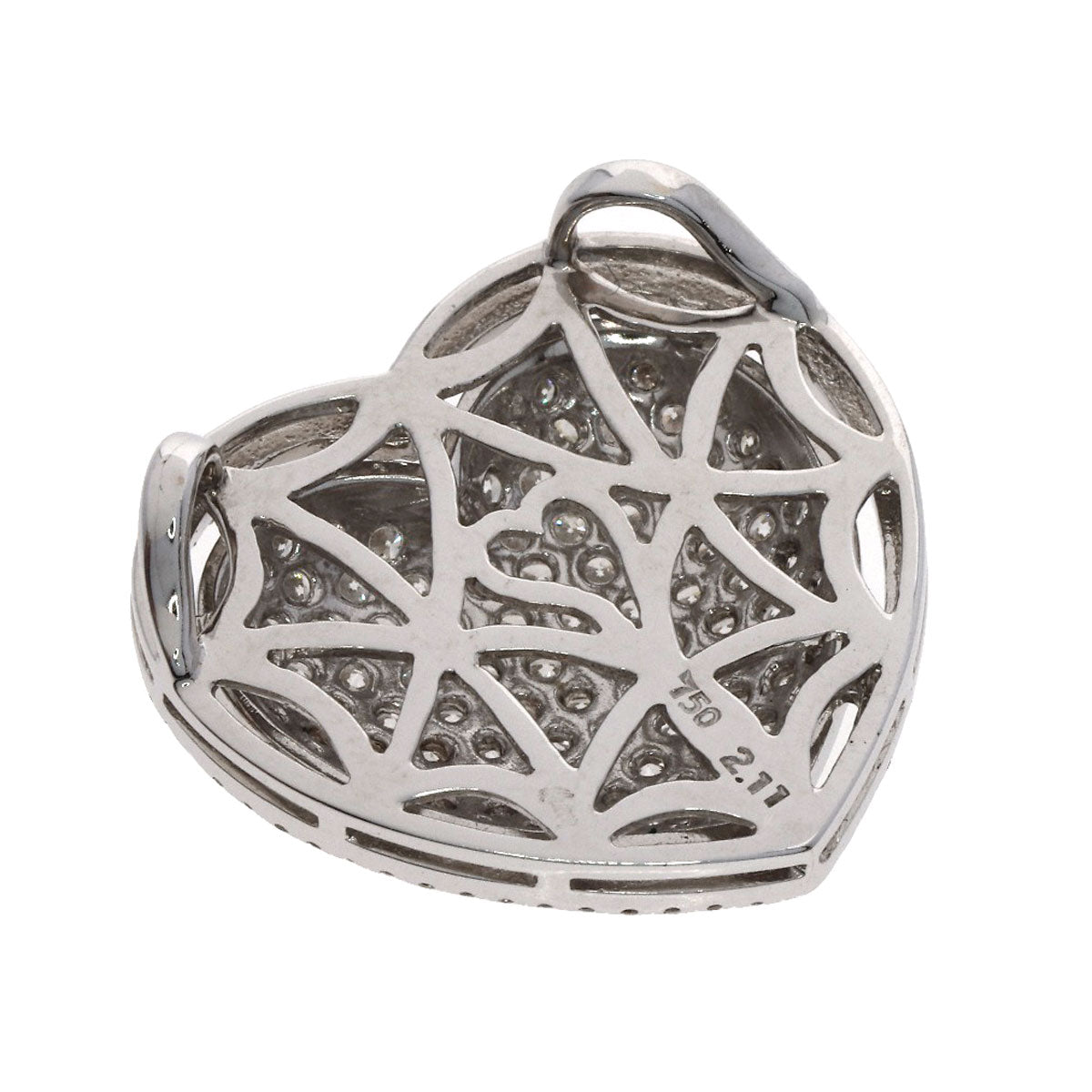 Queen Heart motif Diamond Pendant top K18 White Gold Ladies [Used]