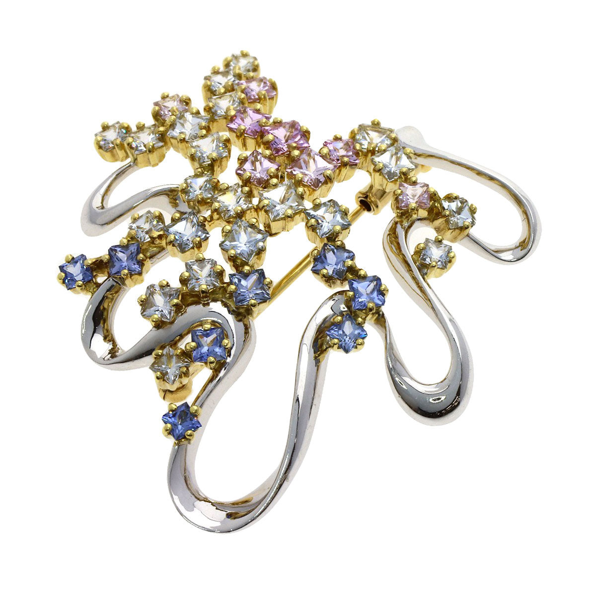 Jeunet sapphire Brooch K18 White Gold 18K Yellow GoldLadies [Used]