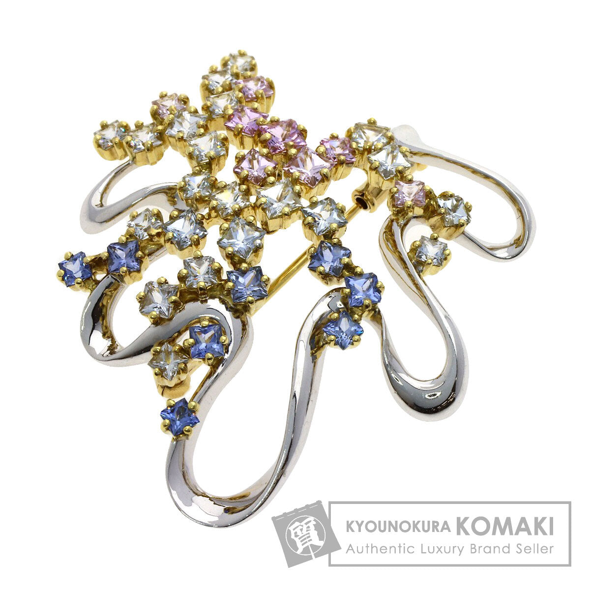 Jeunet sapphire Brooch K18 White Gold 18K Yellow GoldLadies [Used]
