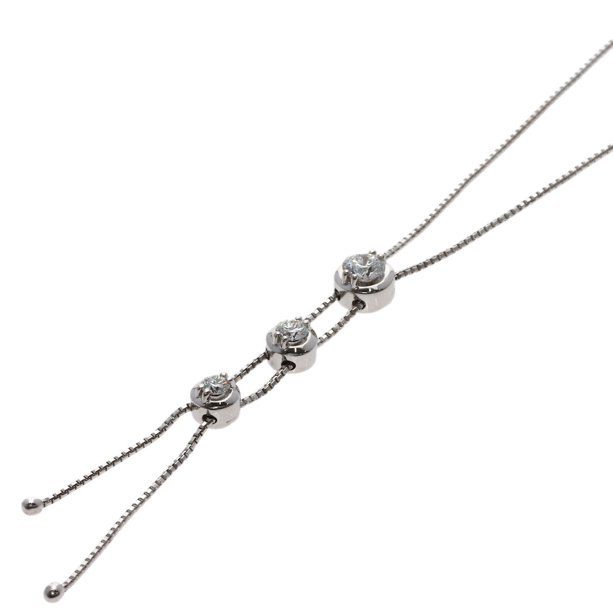 TASAKI 3P Diamond Necklace K18 White Gold Ladies [Used]