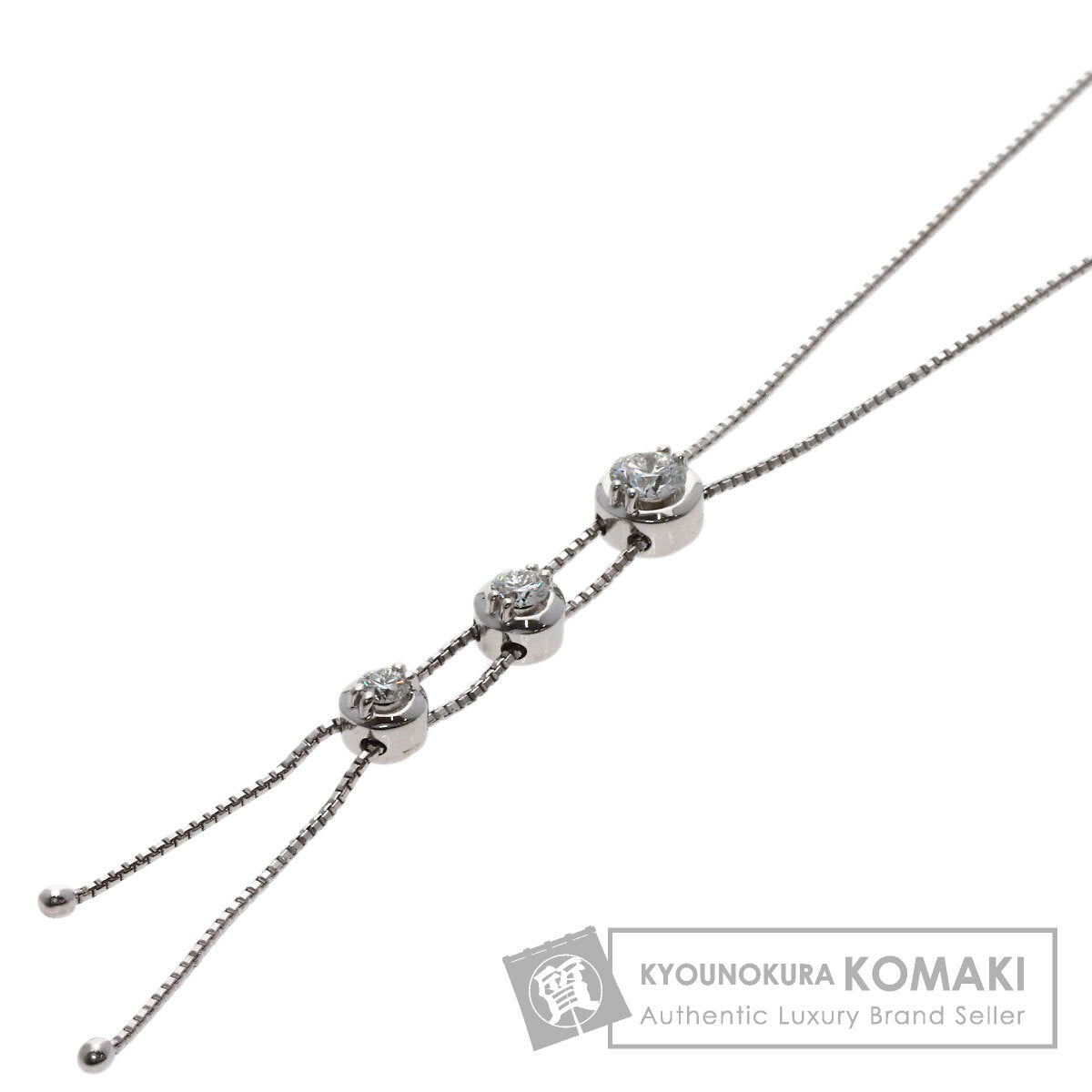 TASAKI 3P Diamond Necklace K18 White Gold Ladies [Used]