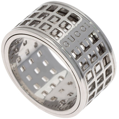 GUCCI Scroll Wide #14 Ring K18 White Gold Ladies [Used]