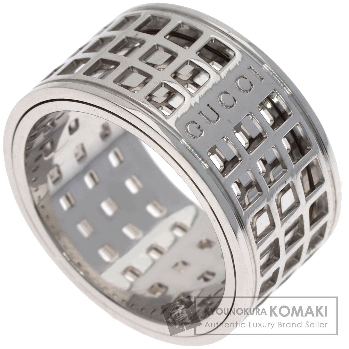 GUCCI Scroll Wide #14 Ring K18 White Gold Ladies [Used]