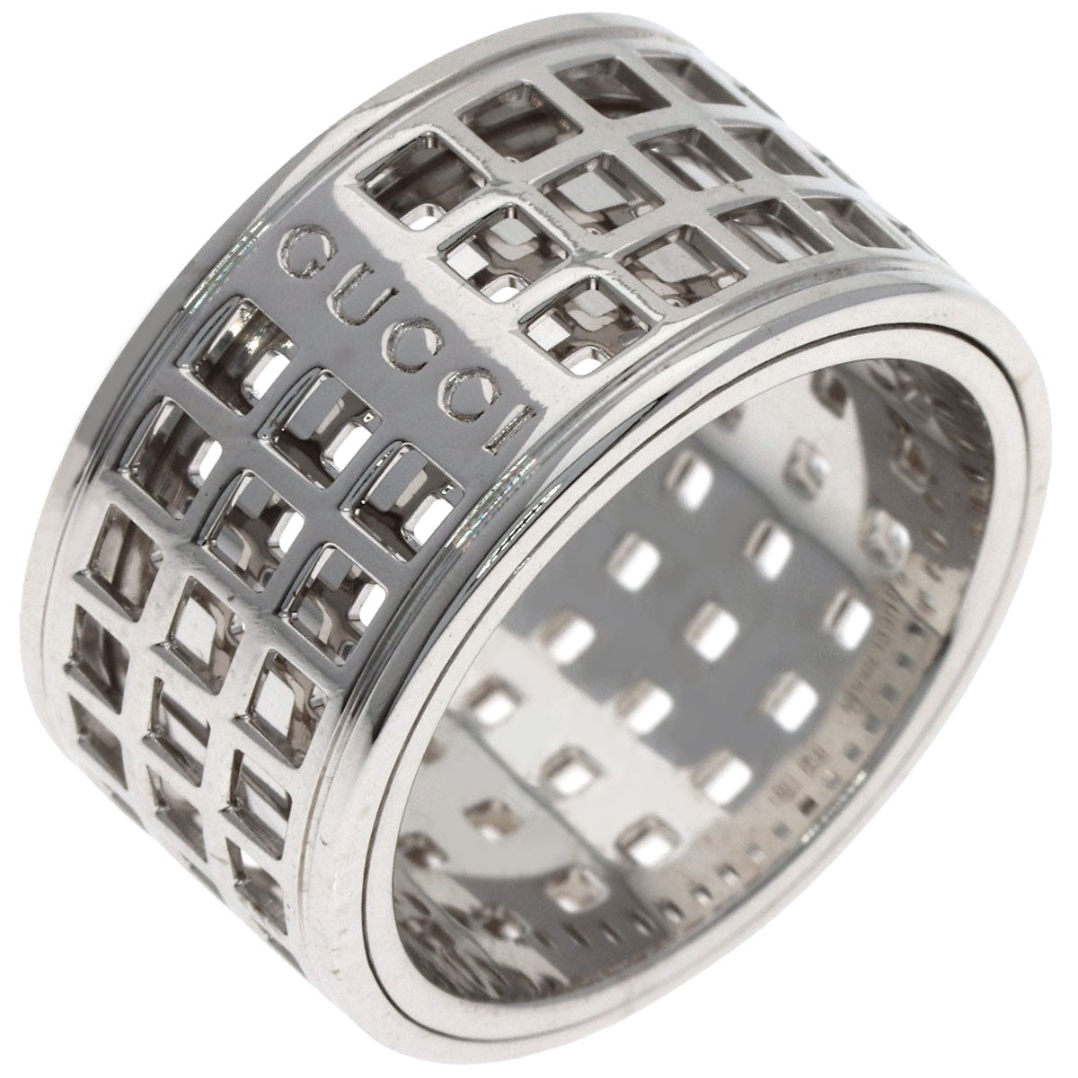 GUCCI Scroll Wide #14 Ring K18 White Gold Ladies [Used]