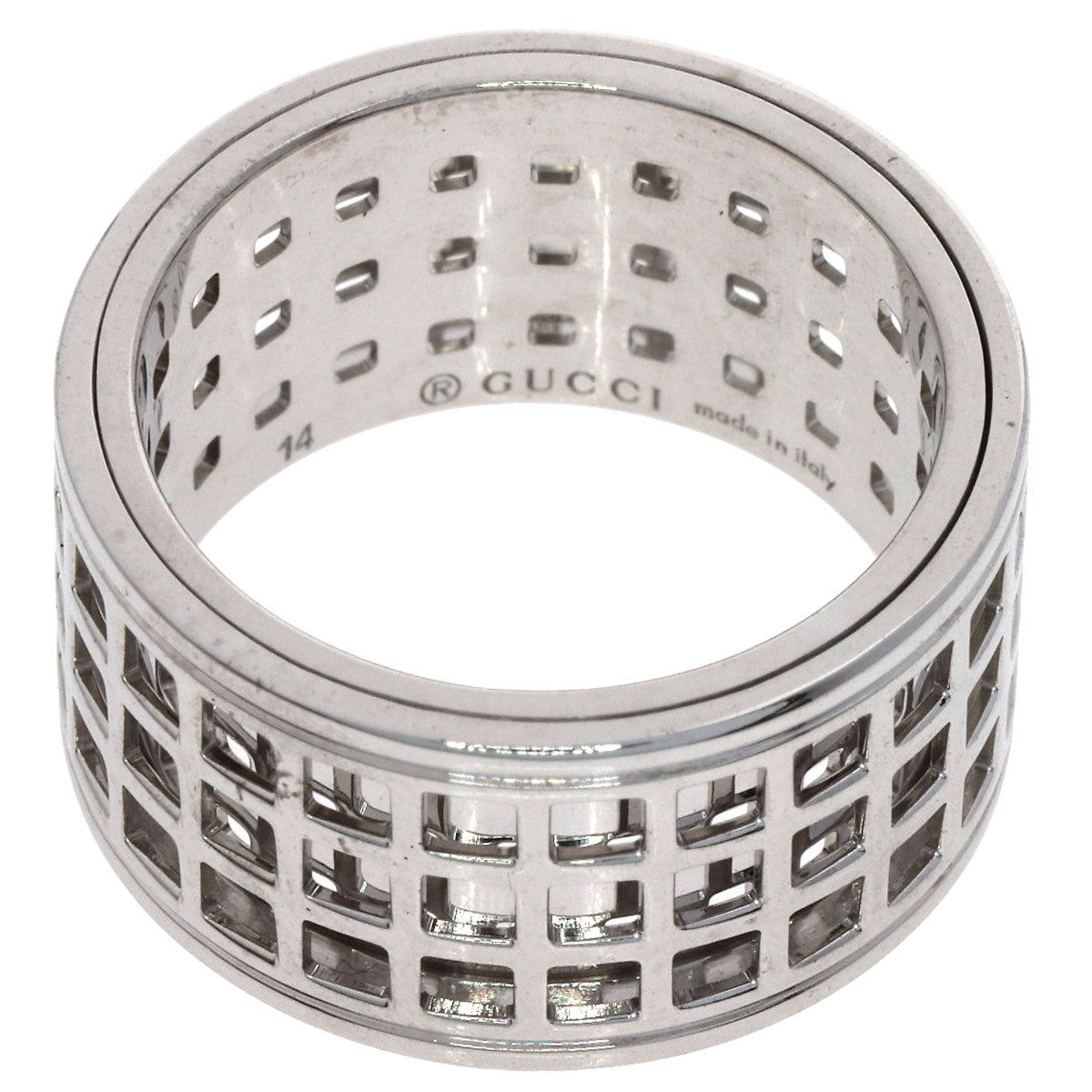 GUCCI Scroll Wide #14 Ring K18 White Gold Ladies [Used]