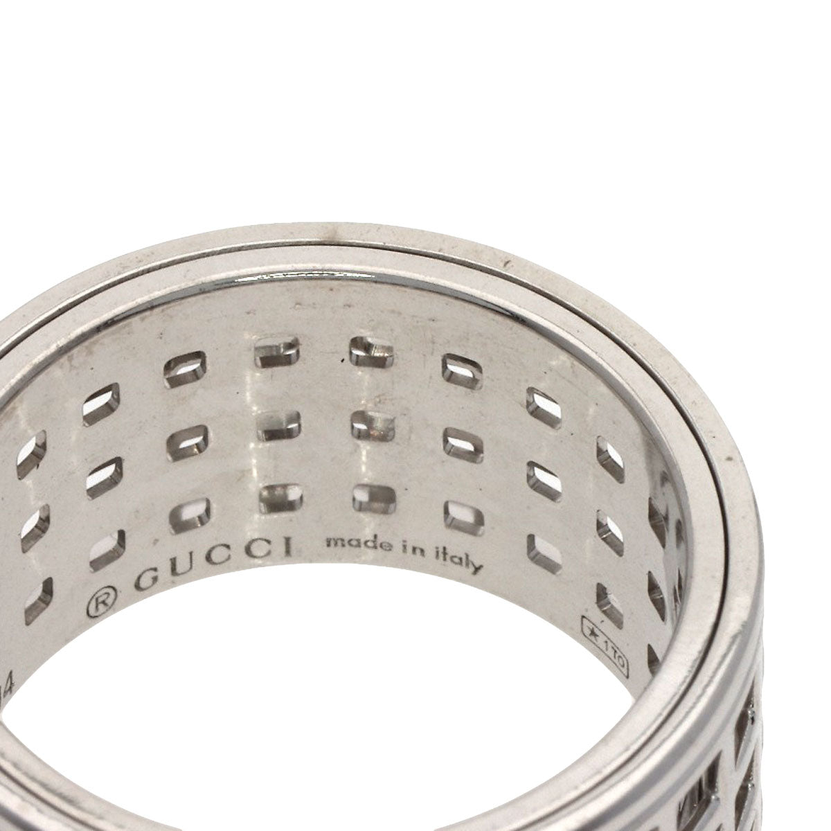 GUCCI Scroll Wide #14 Ring K18 White Gold Ladies [Used]