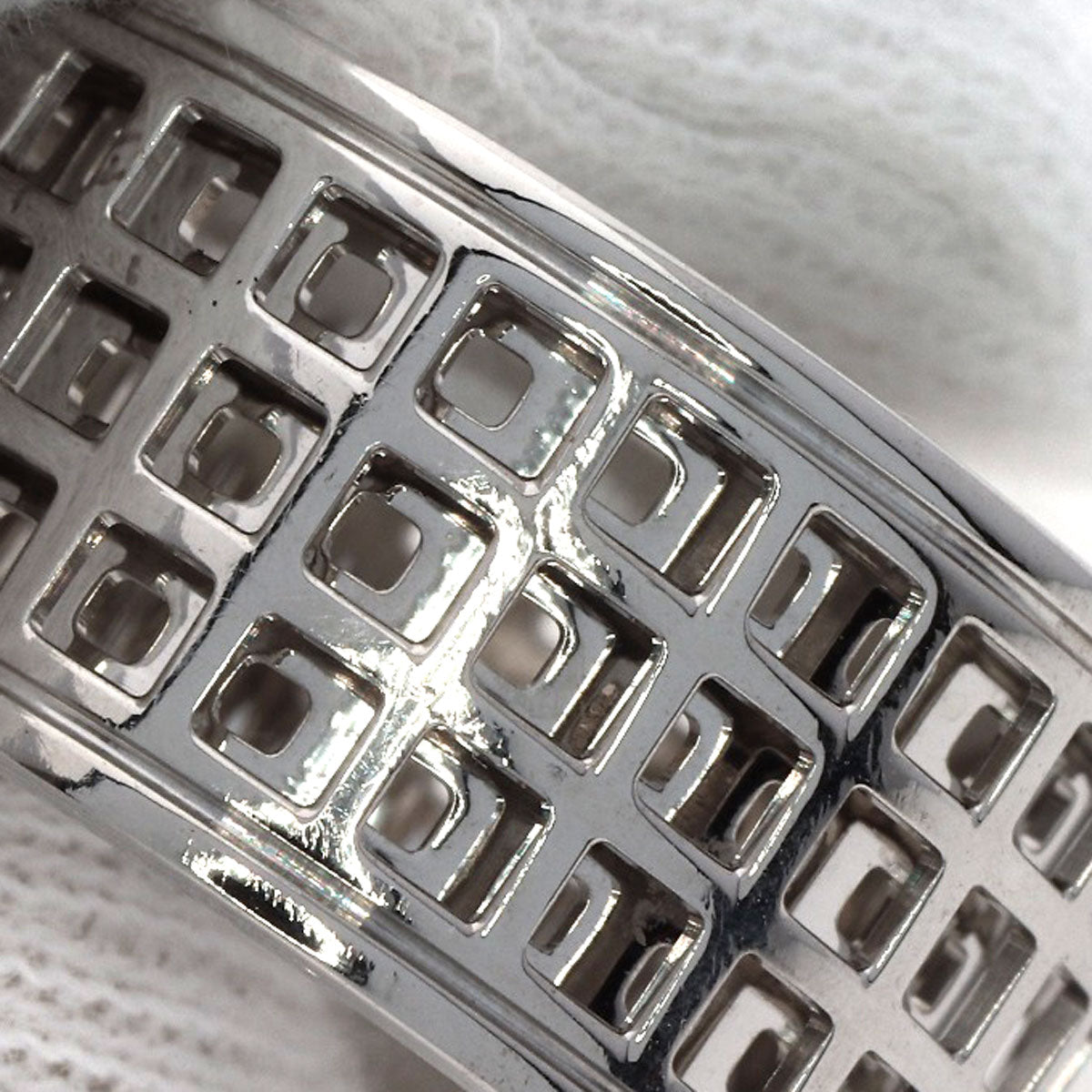 GUCCI Scroll Wide #14 Ring K18 White Gold Ladies [Used]