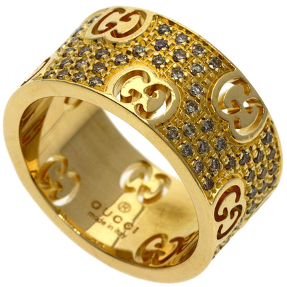 GUCCI Icon Stardust Wide Diamond #10 Ring K18 Yellow Gold Ladies [Used]