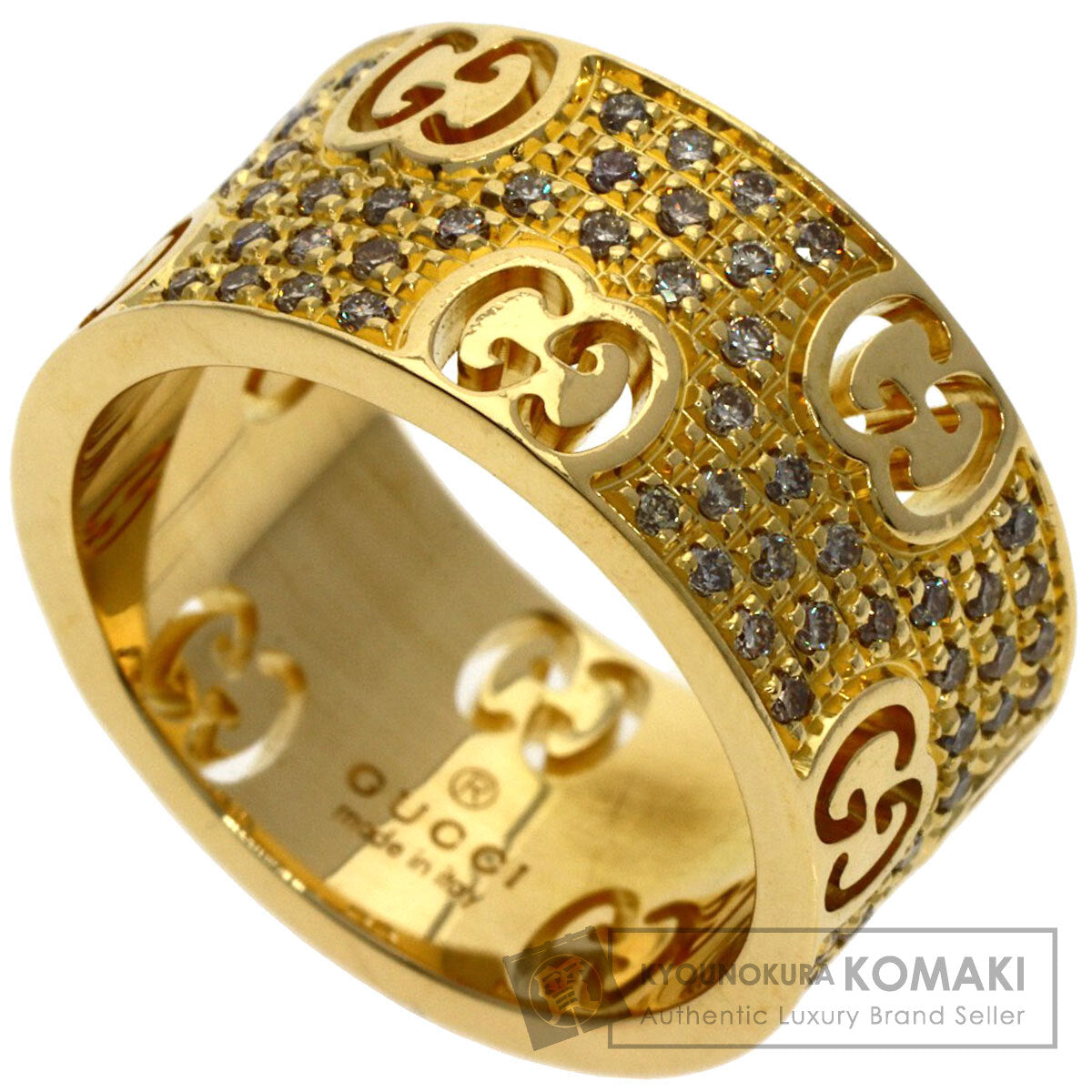 GUCCI Icon Stardust Wide Diamond #10 Ring K18 Yellow Gold Ladies [Used]