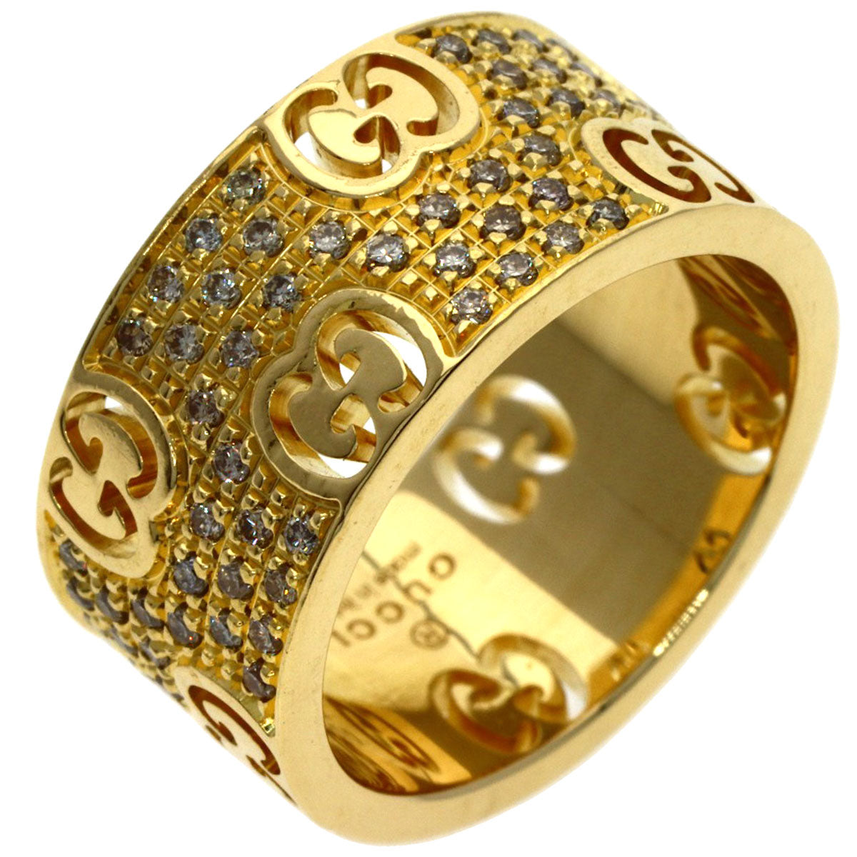 GUCCI Icon Stardust Wide Diamond #10 Ring K18 Yellow Gold Ladies [Used]