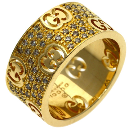 GUCCI Icon Stardust Wide Diamond #10 Ring K18 Yellow Gold Ladies [Used]