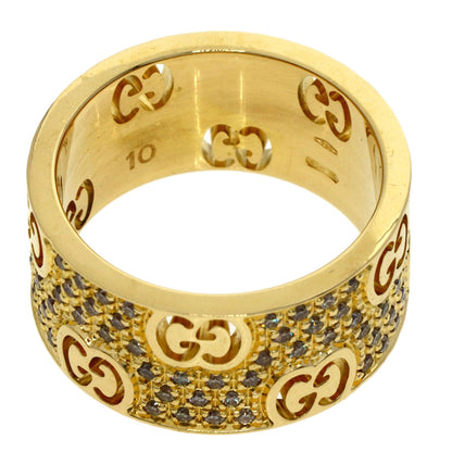 GUCCI Icon Stardust Wide Diamond #10 Ring K18 Yellow Gold Ladies [Used]