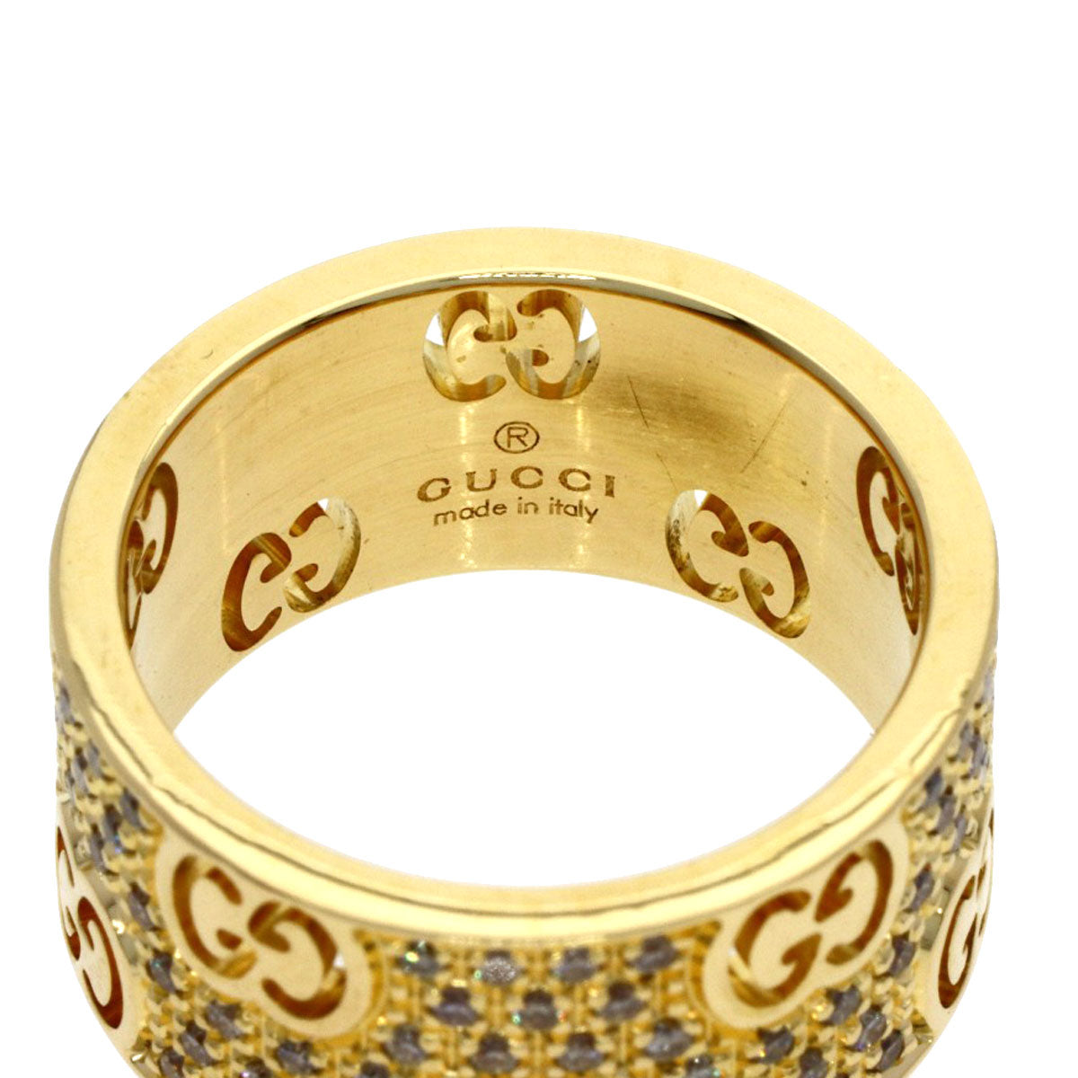 GUCCI Icon Stardust Wide Diamond #10 Ring K18 Yellow Gold Ladies [Used]