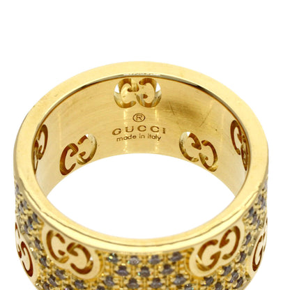 GUCCI Icon Stardust Wide Diamond #10 Ring K18 Yellow Gold Ladies [Used]
