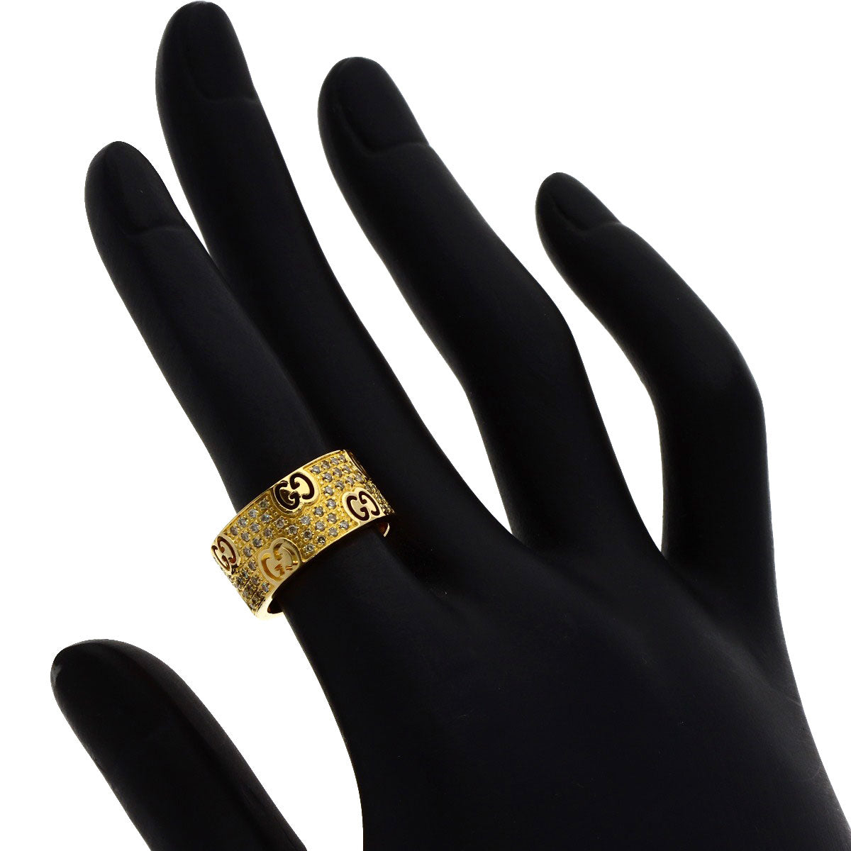 GUCCI Icon Stardust Wide Diamond #10 Ring K18 Yellow Gold Ladies [Used]