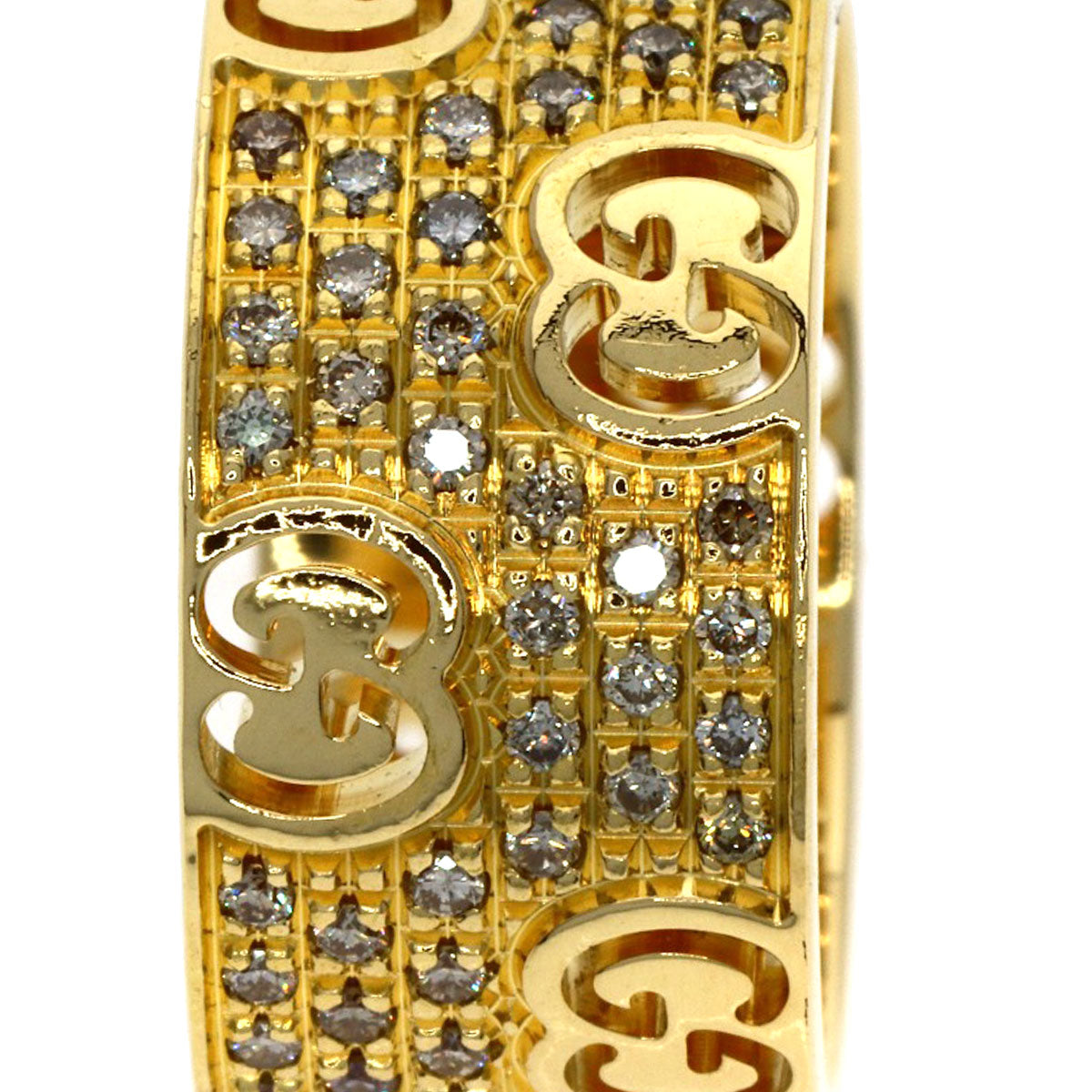 GUCCI Icon Stardust Wide Diamond #10 Ring K18 Yellow Gold Ladies [Used]