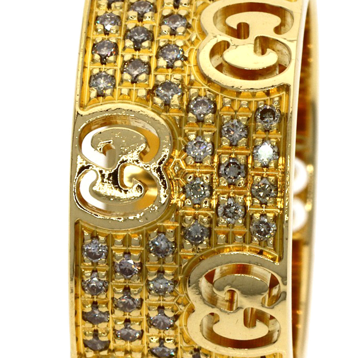GUCCI Icon Stardust Wide Diamond #10 Ring K18 Yellow Gold Ladies [Used]
