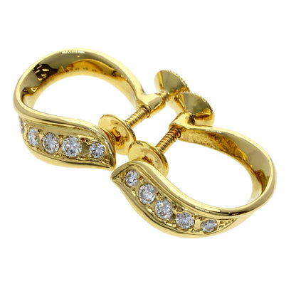 MIKIMOTO Diamond Earring K18 Yellow Gold Ladies [Used]