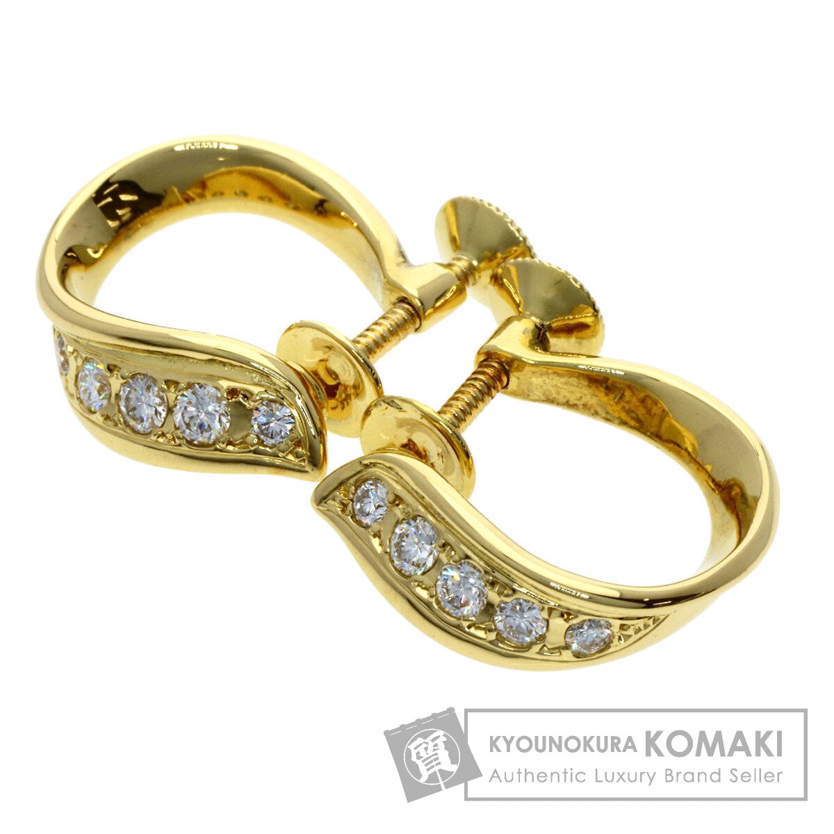 MIKIMOTO Diamond Earring K18 Yellow Gold Ladies [Used]