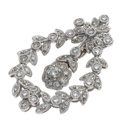 Ponte Vecchio Flower motif Diamond Pendant top K18 White Gold Ladies [Used]
